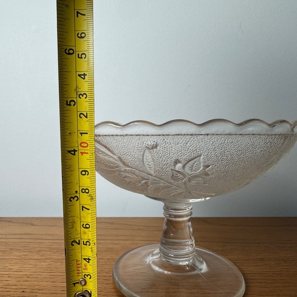 Campbell Jones & Co Rose in the Snow Antique 1880s Embossed Glass Compote Dish - Picture 2 of 9